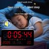 Wall-Mounted Electronic Clock with Large Numbers, Perpetual Calendar, Temperature Display, and Alarm for Bedroom or Dormitory.