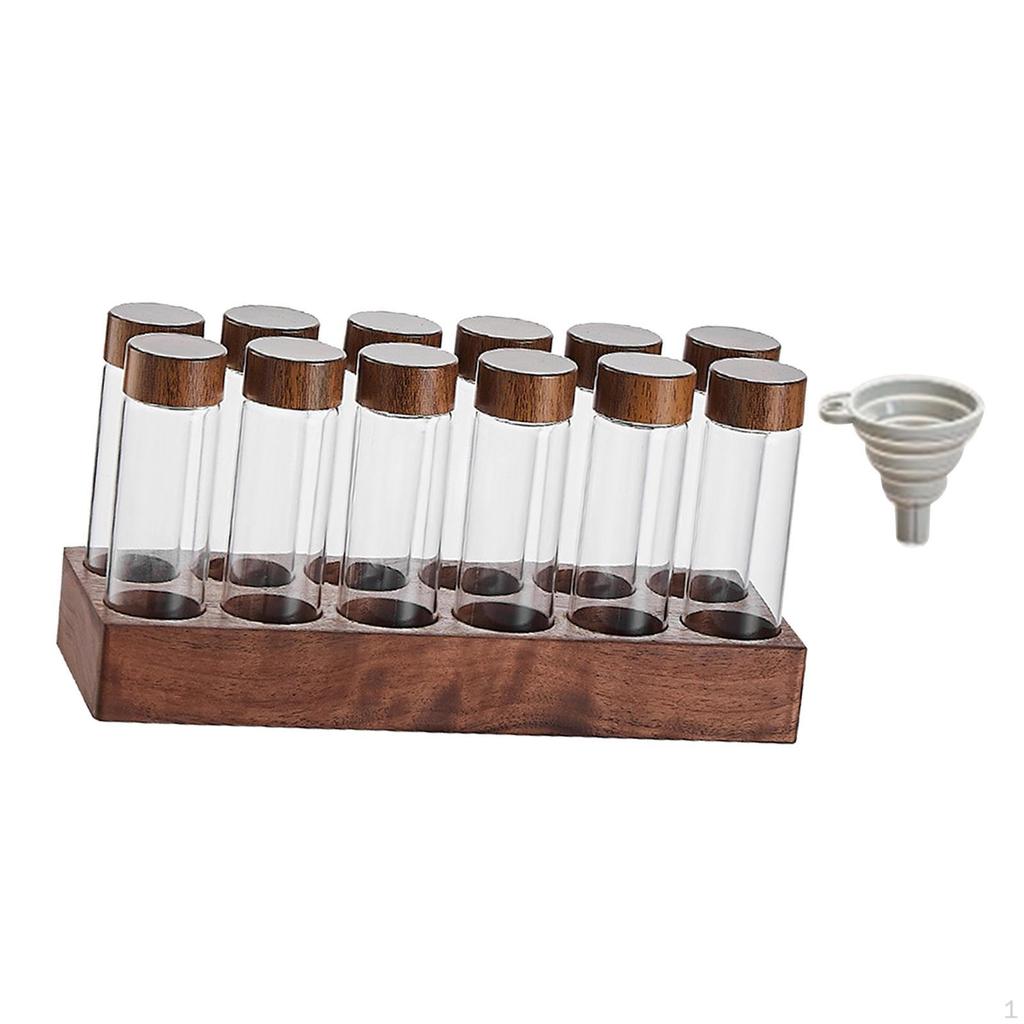 Coffee Tubes, Bean Tube Bottle, Wooden Exhibition Stand And Funnel, Storage
