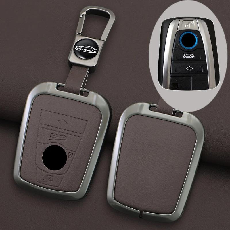 Alloy+Leather Car Key Cover Case Protector Shell Holder Fob for BMW I3 I8 Series Keyless Remote Car Styling Keychain Accessroies