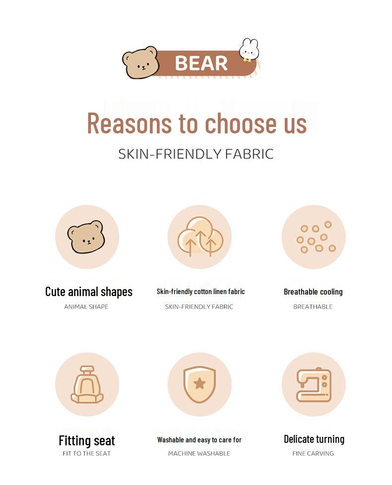 Pernă Scaun Auto Desen Animat - Universală, Bumbac-In Respirabil, Husă Scaun Spate pentru Patru Sezoane