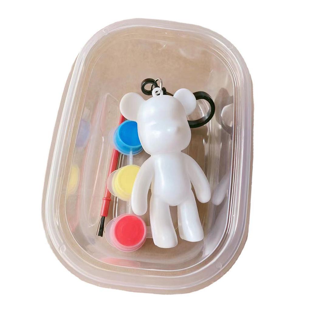 Fluid Bear Keychain DIY Graffiti Painting Violent Bear Models Keychain for Children Fluid Bear, Paint, Pen, Box