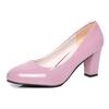 New work single shoes women's casual fashion round head soft leather Korean version medium and high heel leather shoes women's patent leather