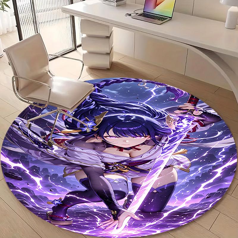 1pc Genshin Impact Beelzebul1 Design Printed Area Round Carpet for Bedroom Living Room Home Decor Rugs Mat Non Slip Mat Rug for Bedside