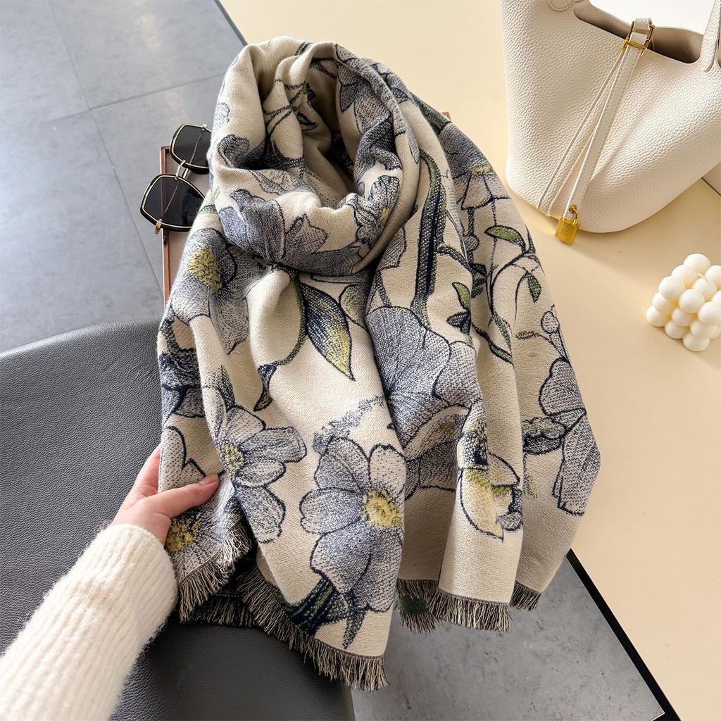 Dicke Kaschmirdecke Damen Schal Warmer Pashmina Schal Winter Wickeltücher Bufanda Print Design Poncho Echarpe Eleganz Schals