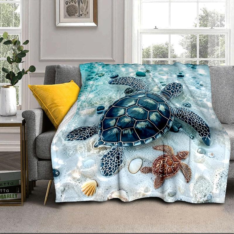 Ocean Love Turtles Blanket Flannel Blanket for Bed, Sofa, Camping, Hiking, Picnic Essentials, Gift for Family Fan Gifts