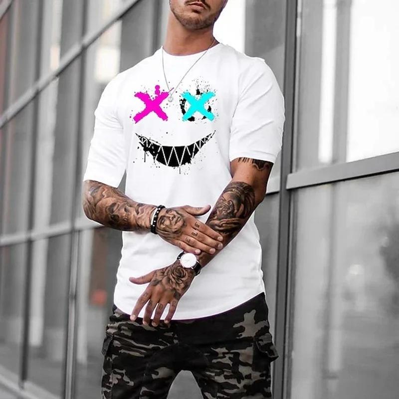 

Popular Trendy Brand Round Neck Short-sleeved T-shirt Men s Summer Loose Casual Versatile Printed Short Sleeves Simple 5XL