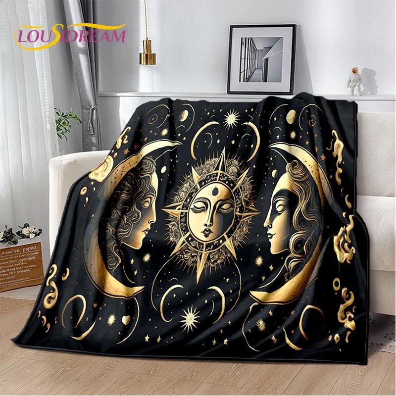 Sun Moon Mandala Magic Witchcraft Tarot Blanket,Soft Throw Blanket for Home Bedroom Bed Sofa Picnic Travel Office Cover Gift Kid