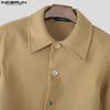 INCERUN Men Lapel Neck Splits Long Sleeve Irregular Cropped Loose Blazer Coats
