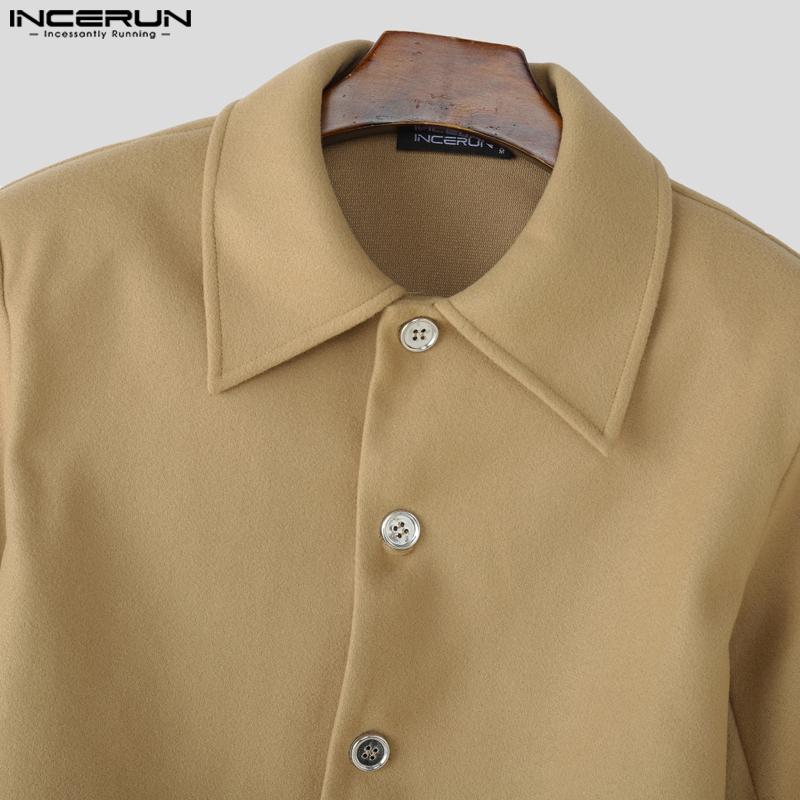 INCERUN Men Lapel Neck Splits Long Sleeve Irregular Cropped Loose Blazer Coats