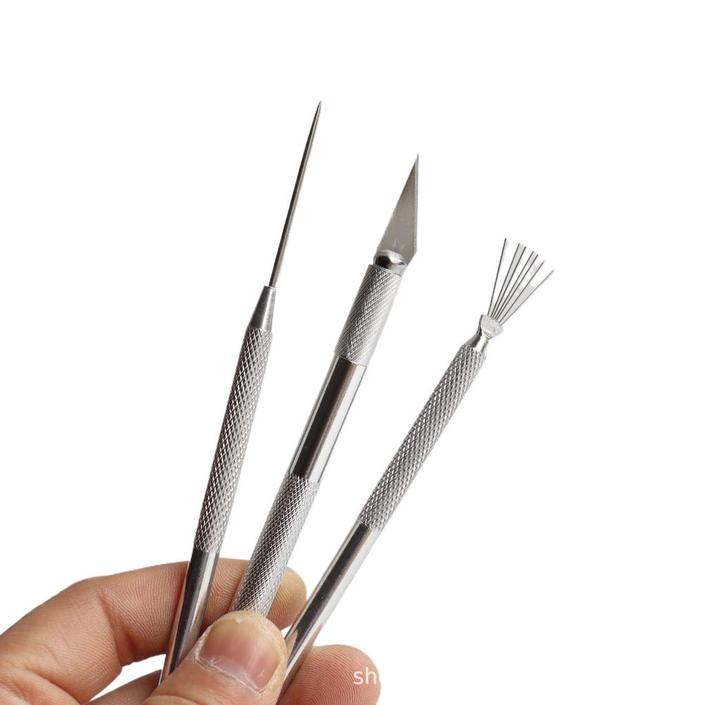 Handmade Super Light Clay Texture Brush with Bendable Long & Short Blades, Seven Needles, and Detail Punching Feature