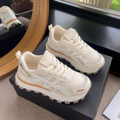 Dad Shoes Women's Thick Soles Increase 2025 New Summer Mesh Breathable Sports Shoes Soft Soles Ultra-light German Training White Shoes