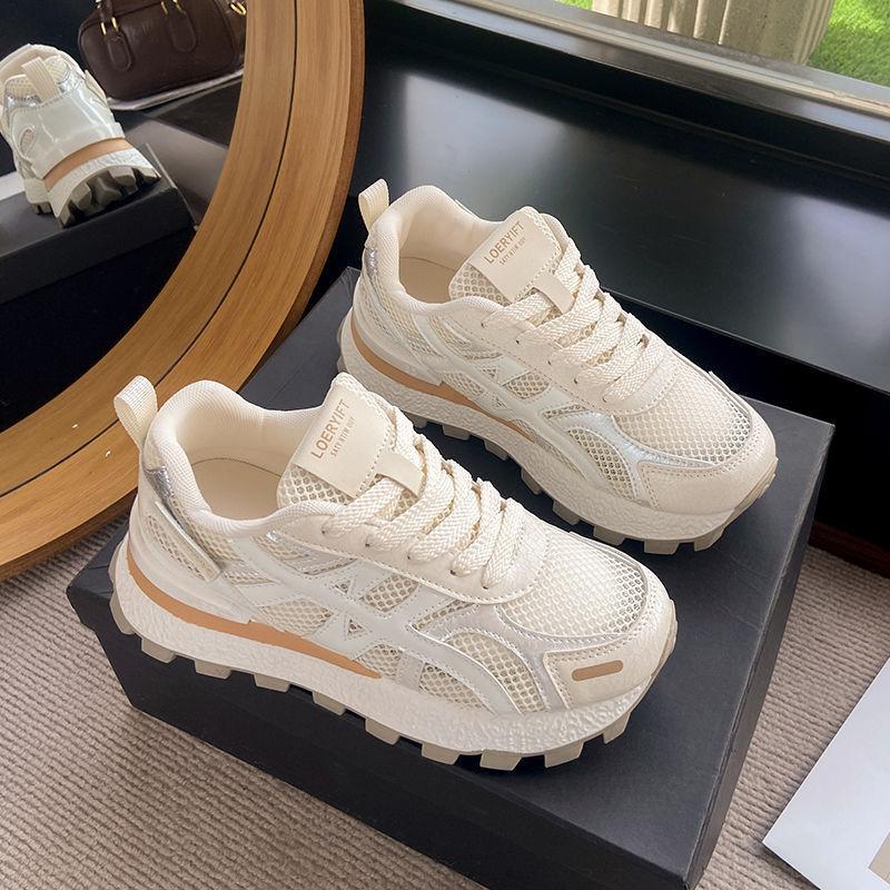 Dad shoes women's thick soles increase in height, new summer mesh breathable sports shoes soft soles ultra-light German training