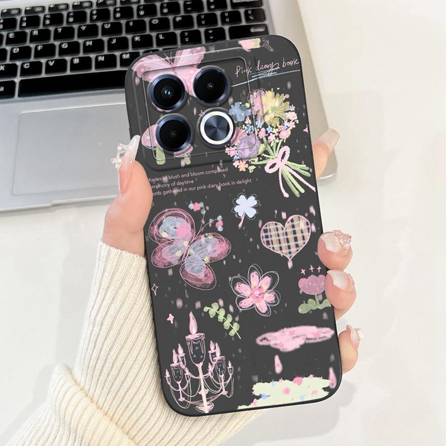 Für Infinix Note 40 5G X6852 Handyhülle Silikon Weiche Rückabdeckung Für Infinix Note40 X6851 Bumper Drachen Katze Blume Schmetterling Tasche