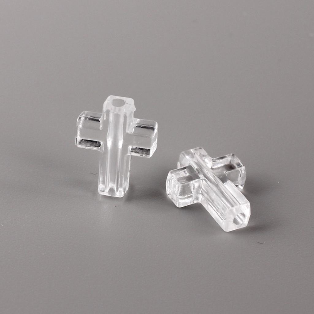 Z51 50PCS Cross Transparent Shape Spacer DIY Texture Jewelry Handmade Bracelet Necklace Decoration Accessories Trend Material