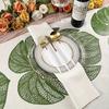 4PCS Green Leaf Vinyl Placemats - Plastic Dining Mats for Wedding, Birthday & Table Decoration