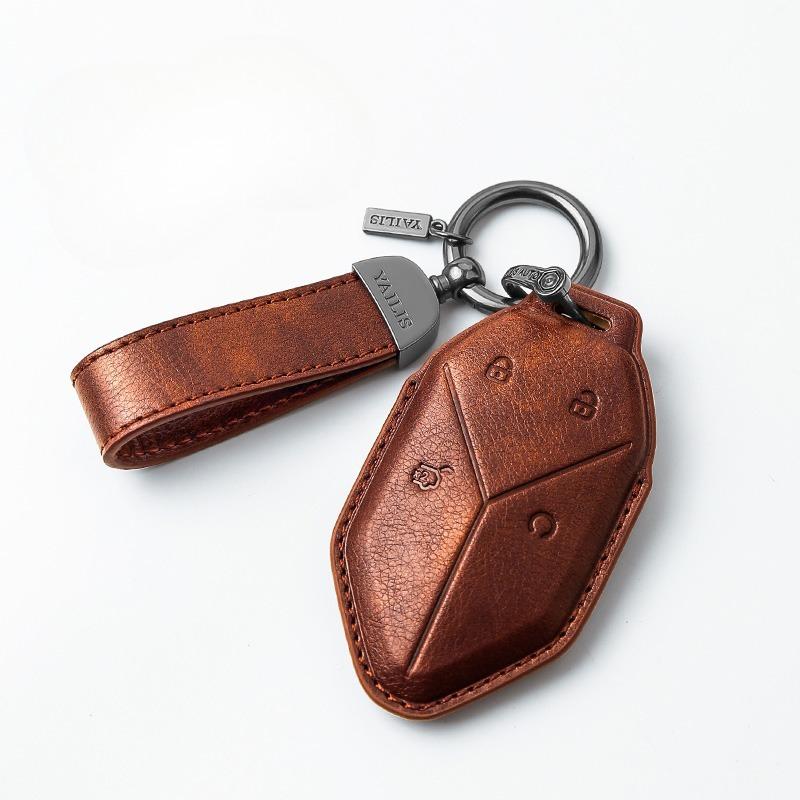 Leather Car Key Case Cover Shell For BYD Equations Leopard 5 Leopard 8 Leopard 3 Key Case Shell Keyring Keychain Accessories