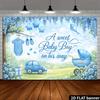 Two-dimensional plane party banner background - Fresh blues and country theme, suitable for various celebration scenarios