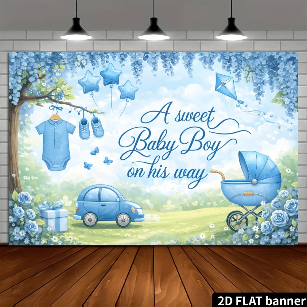 Two-dimensional plane party banner background - Fresh blues and country theme, suitable for various celebration scenarios