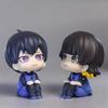 4pcs/Set Blue Lock Cute Seishiro Yoichi Meguru Hyoma Chibi Sitting Figure Soccer Anime Model Toy Desktop Ornament Car Decor Gift