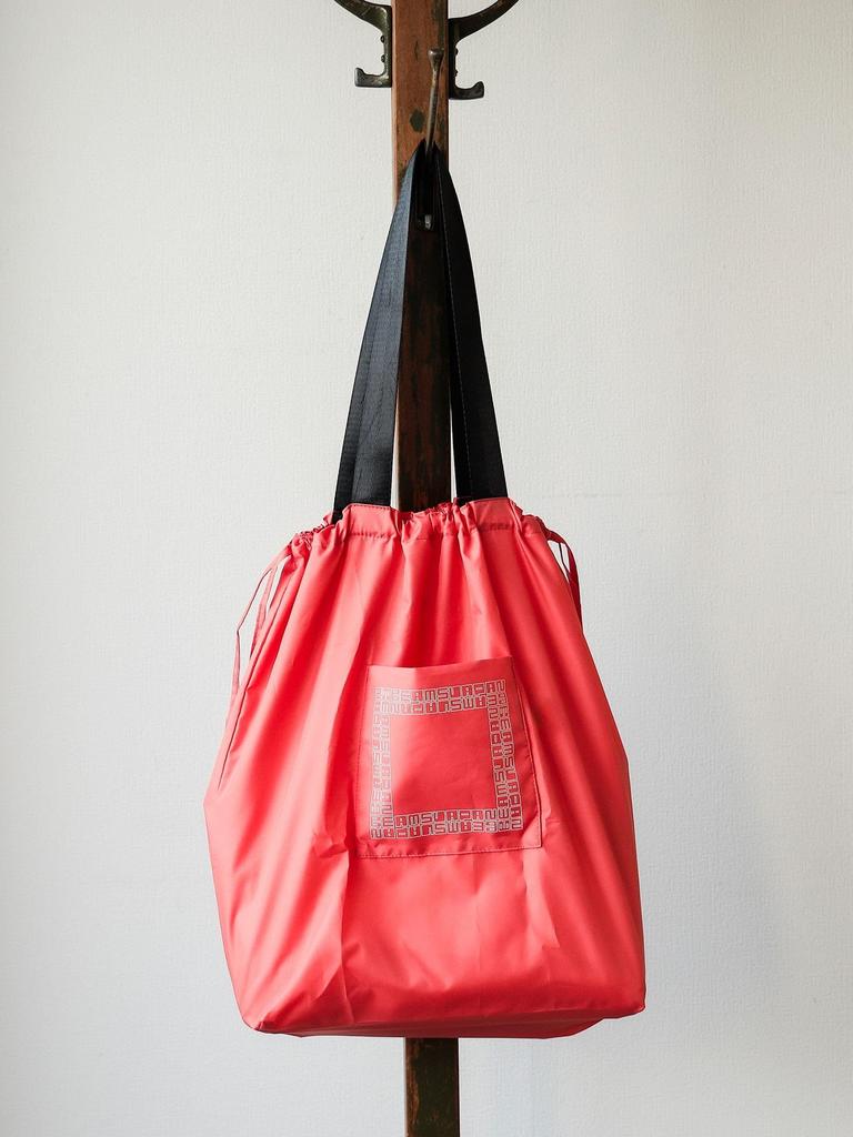 Beams Japan Canvas Bag Logo Print Packable Tote Orange