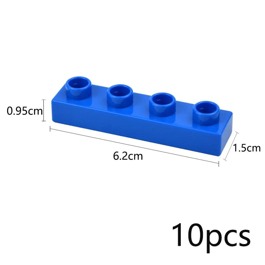 10Pcs Big Size Building Blocks 1x4 Dots Bulk Thin Figures Bricks Educational Creative Large Size Model Toys Compatible Duploes