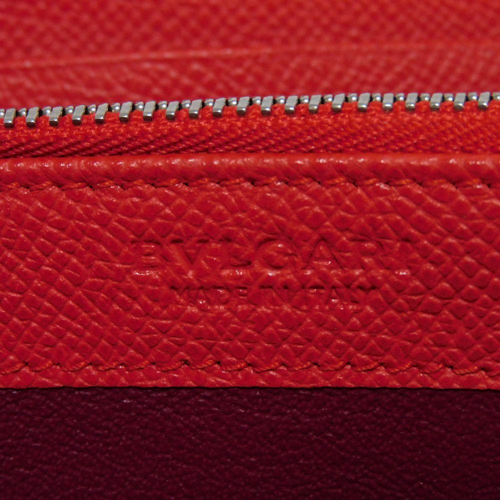 Used 11679 Long Zip Wallet 37690 7940 Grain Calfskin Compartment Zip Around Logo Charm Red Unisex from Japan AUTHENTIC