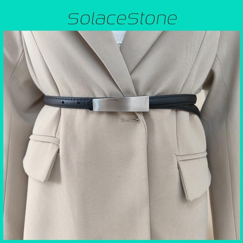 Womens Genuine Leather Skinny Belt With Zinc Alloy Buckle For Office Wear