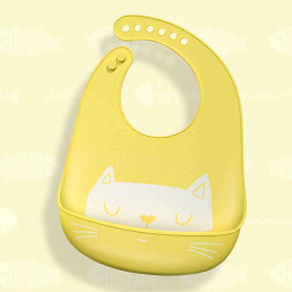 Newborn Infant Baby Boys Girls Cute Cat Silicone Waterproof Bib Feeding
