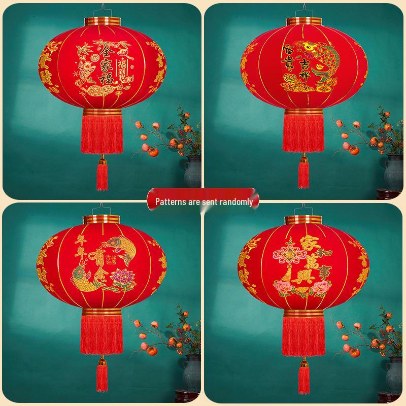 Pair of Large Red Lanterns for Chinese New Year: Free Shipping, Spring Festival Outdoor Decoration Diameter ~37CM (Pair Price)