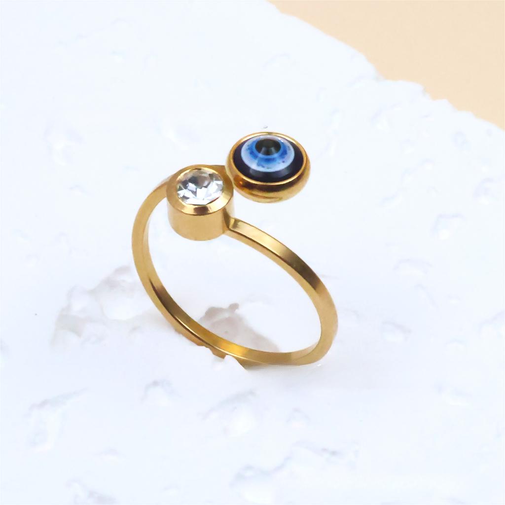 Edelstahl Böser Blick Verstellbare Ringe Bohemian Ethnischer Emaille Blauer Blick Fingerring für Damen Türkei Schmuck Geschenk