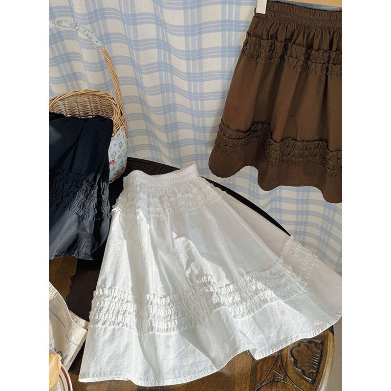 Girls' Korean-Style Retro Cotton Skirt 2025 Spring and Summer Fashionable Skirt Kidsren's Casual Versatile Princess