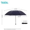 UV Protection Umbrella, Three-Fold, Portable Business Umbrella, Black Gel Coating, Navy Blue