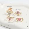 4pcs Pink Rhinestone & Cat-Eye Stone European Ring - Elegant Sparkling Women's 4-Ring Set Suitable for Parties, Vacations, Year-Round Wear