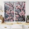 2pcs Cherry Blossom Print Curtains - Light Filtering, Rod Pocket Design, Polyester Microfiber, Floral Pattern for Living Room &