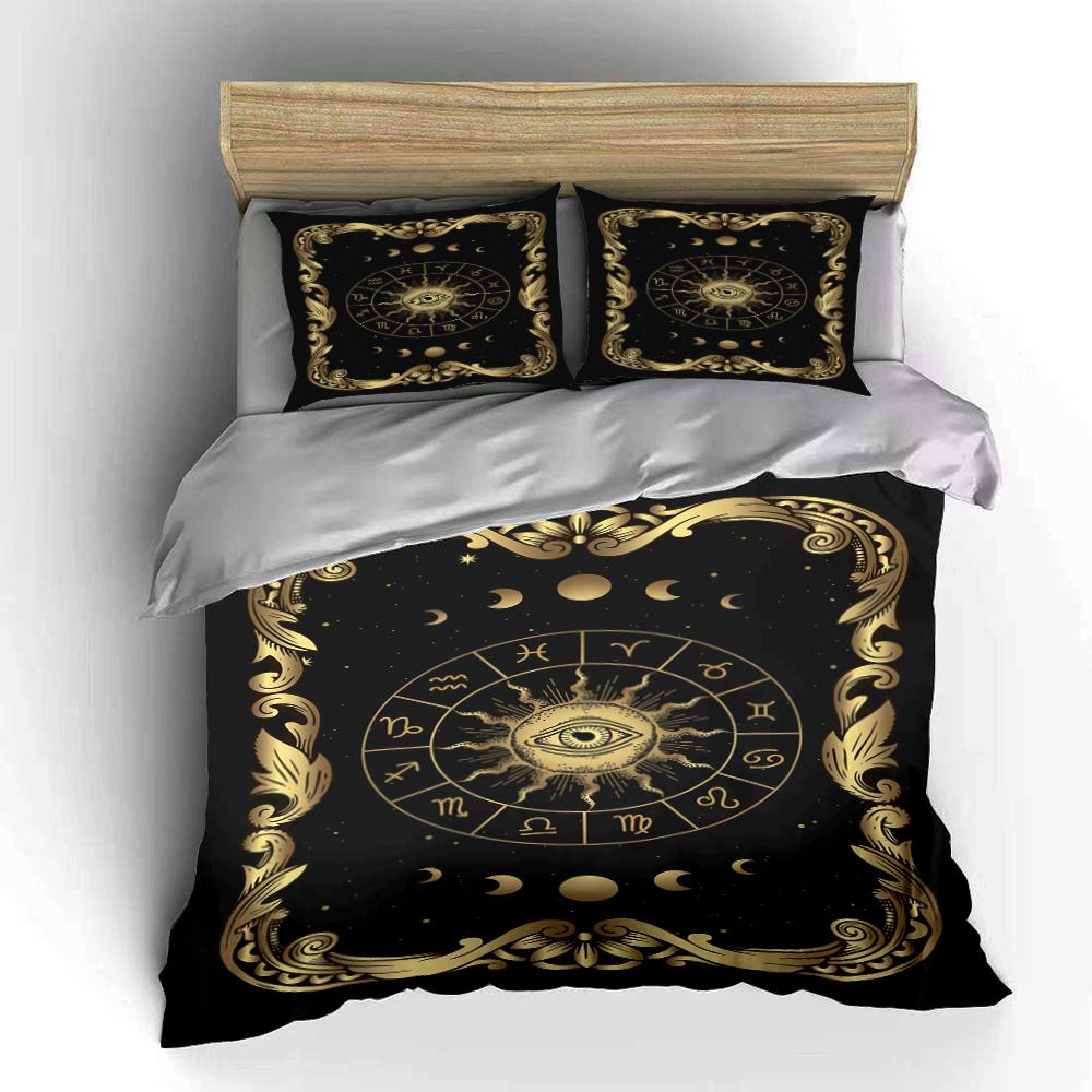 Zodiac Symbols Cosmos Black Bedding Set Bedding set (1 duvet cover, 2 pillowcases, duvet not included)
