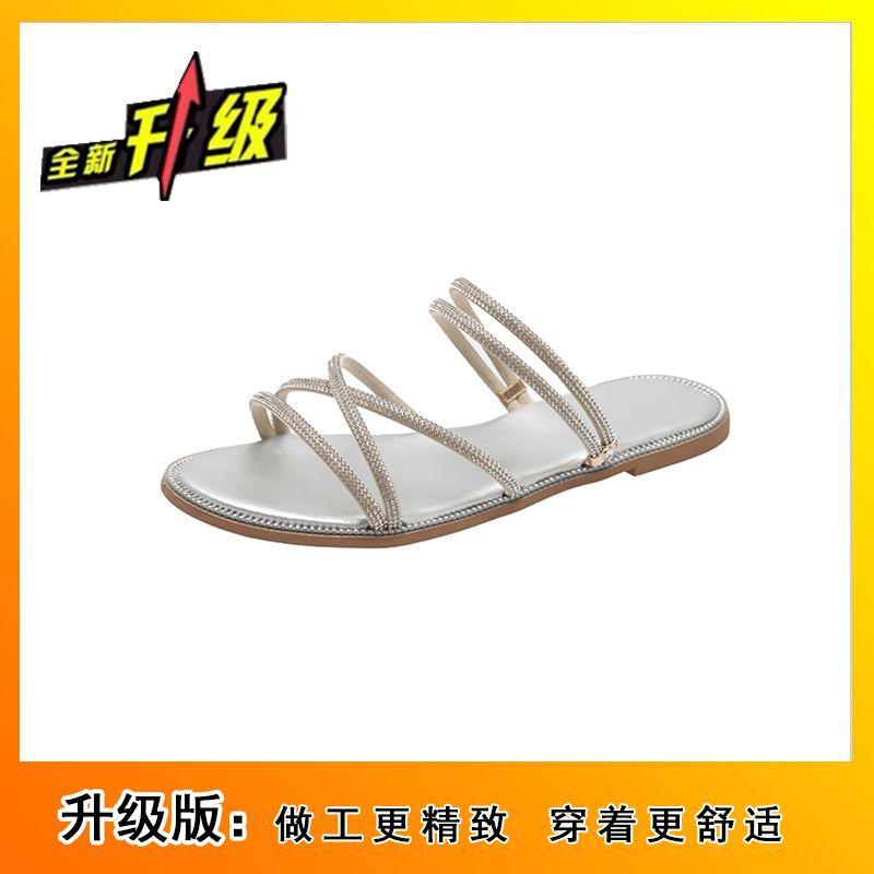 

Круті тапочки жіночі нові 2024 жіночі тапочки весна та літо носити висококласні феєричні популярні плоскі сандалі на одній перемичці 40