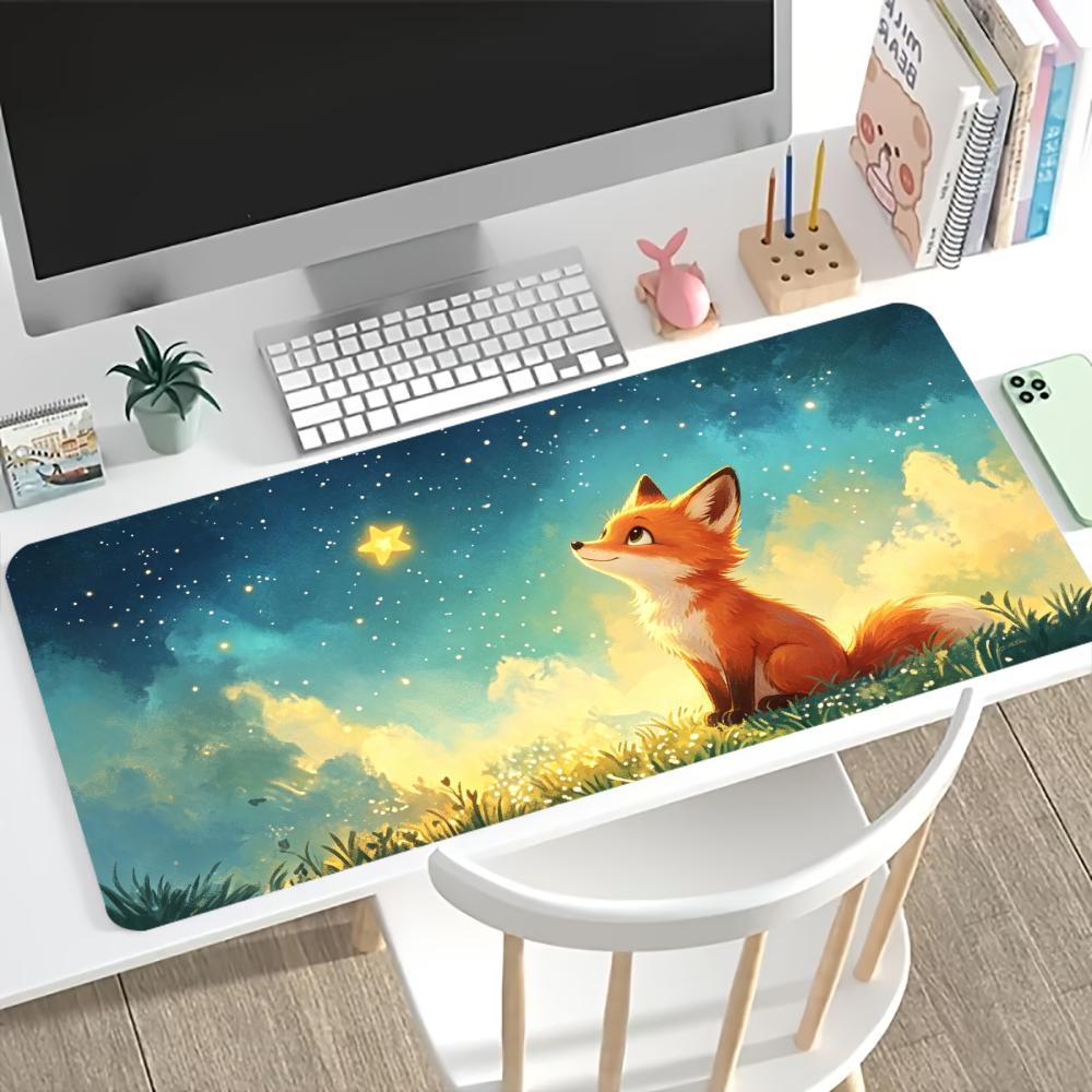 Cute Starry Sky Gaming Mouse Pad Non Slip Rubber Desk Mat Fox Cat Deer Rabbit Deskpad Gamer Office Desktop Pc Accessories