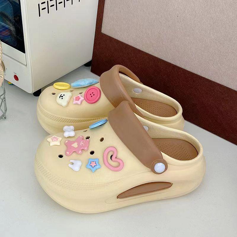 

Dopamine thick-soled hole shoes women s summer outer wear non-slip heightening cute beach sandals bag head half slippers 40-41