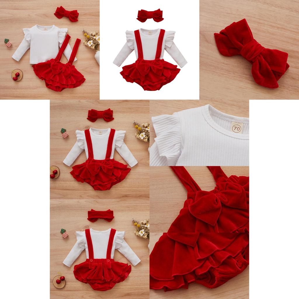 Söt och mysig juloutfit för babyflickor med långärmad topp och kjol