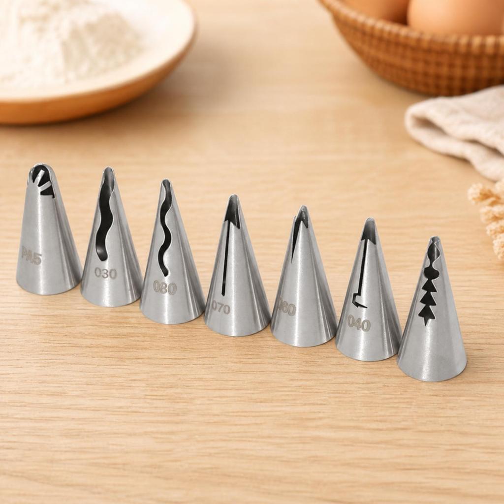 7 Pieces Ruffle Icing Nozzle Food-Grade Stainless Steel Piping Tip