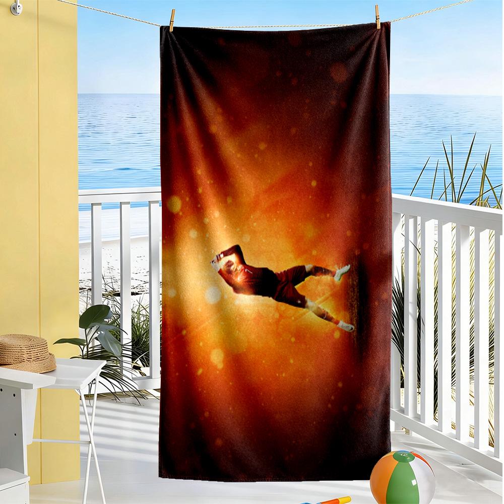 Soccer Player Action Beach Towel Soft Durable Quick-Dry Comfortable Lightweight Suitable for Sports, Travel, Swimming, Yoga, Bathroom, Beach, And Pool