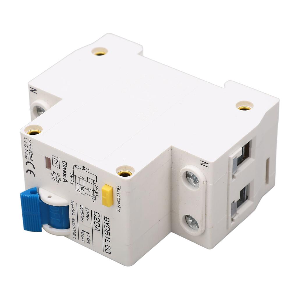 230V 20A AC Wyłącznik zabezpieczający przed upływami prądu Typ A Montaż na szynie DIN 1P Wyłącznik nadprądowy miniaturowy