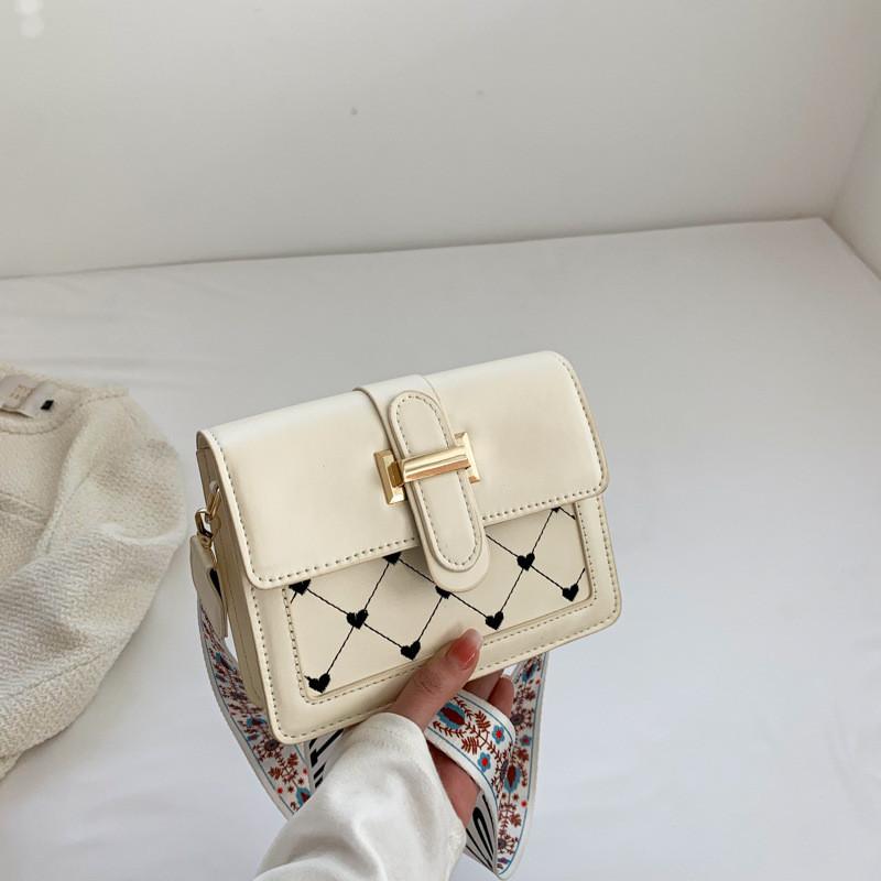 Small Stylish Pu Square Shoulder Bag For Women Fashionable Casual Commuter Crossbody Bag In Black White Green And Rose Red A For