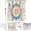 Zodiac Astrology Shower Curtain - Watercolor Sun & Signs, Vintage Woven Landscapes, Water-Resistant Polyester,  Line Dry