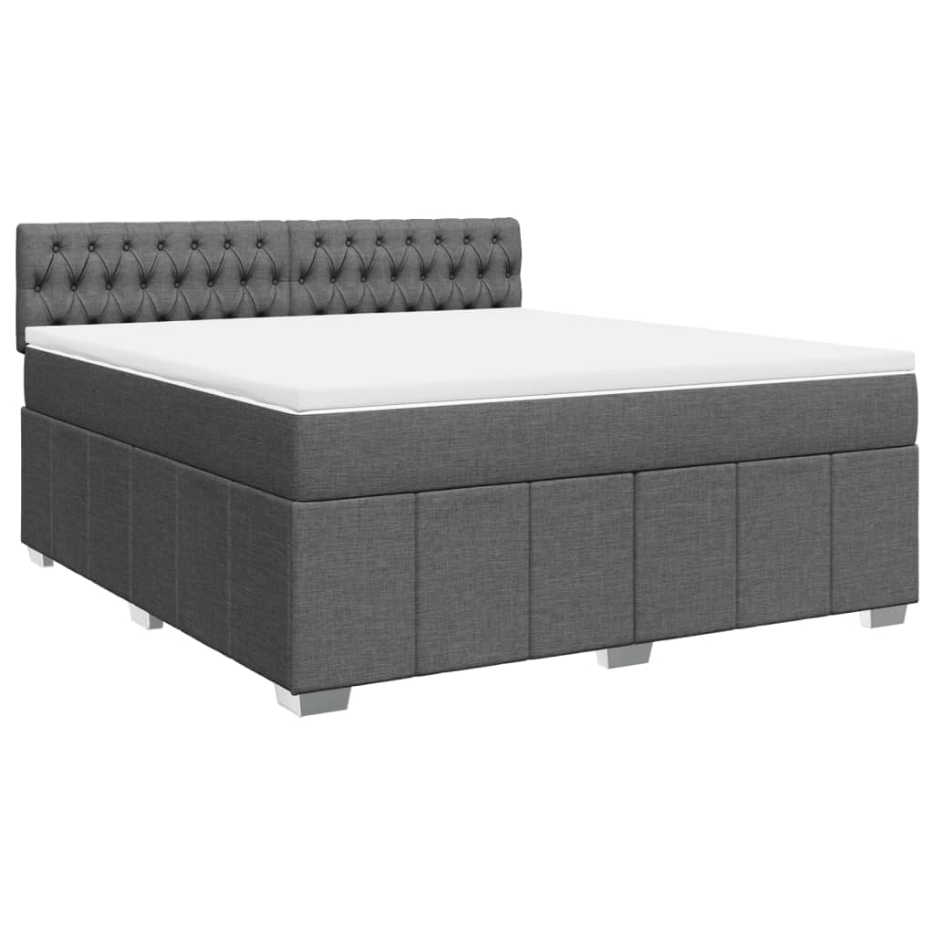 Box Spring Bed with Mattress Dark Gray 180 X 200 Cm Fabric