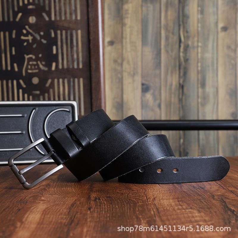 Men'S First Layer Cowhide Washed Craft Soft Leather Middle-Aged And Young People Belt Jeans Simple And Versatile Style