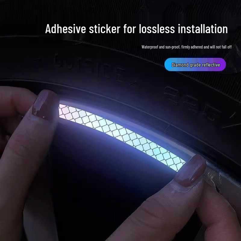 Reflective Rainbow Tire Stickers: Colorful Luminous Hub Decoration for Cars