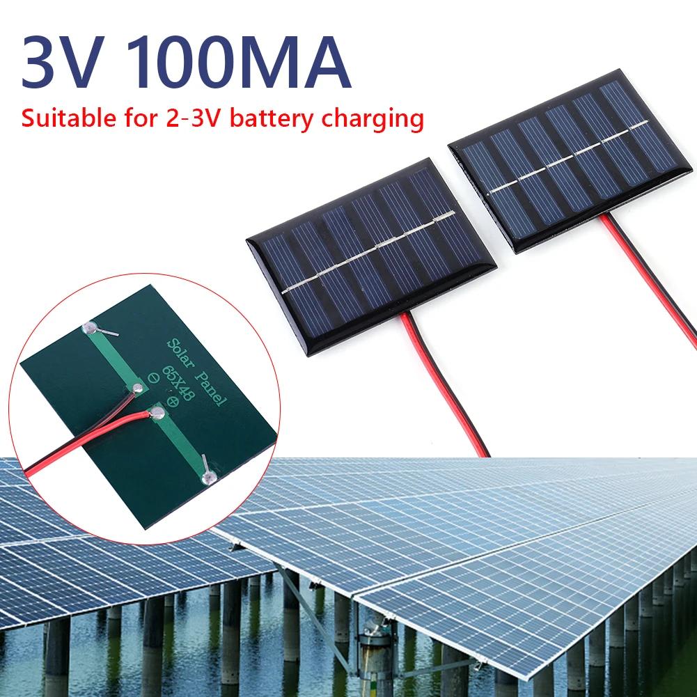5-20Pcs Solar Cell 100MA 1W 3V DIY Polysilicon Solar Epoxy Cell Charger with Cable for Lamp Fan Pump for 2-3V Battery Charging
