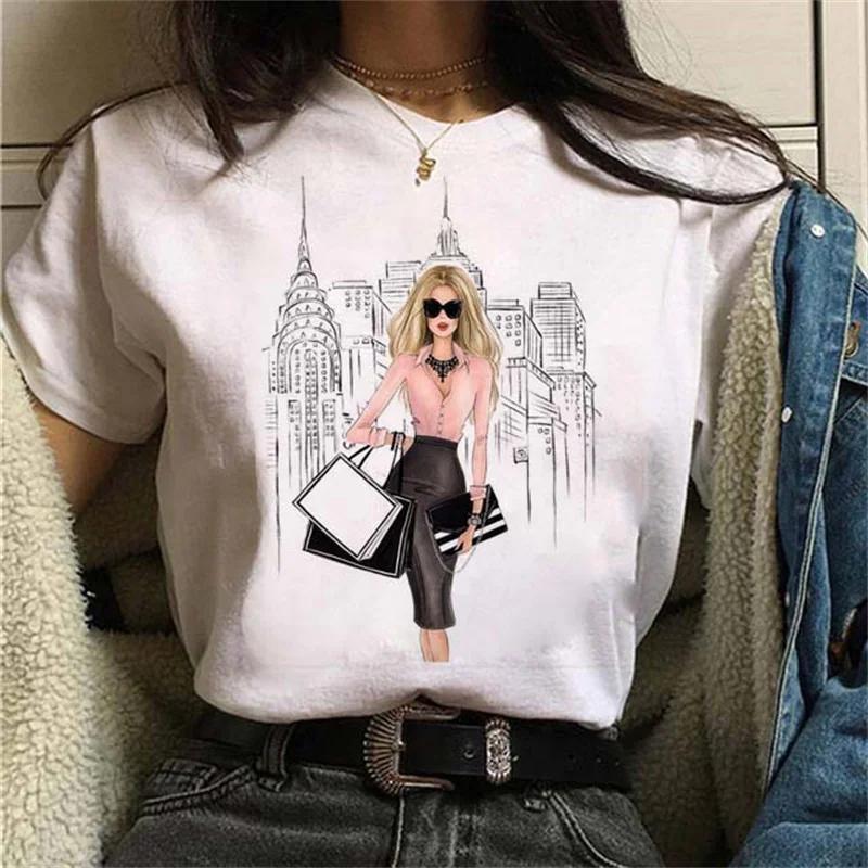 T-shirt Harajuku Women's Printed T-shirt Fashion Korean Fashion White Top Women's T-shirt