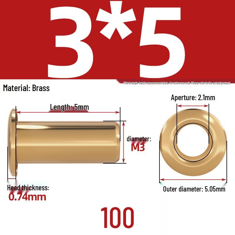 Pure Brass Hollow Rivets & Copper Eyelets Fasteners M1.3–M5